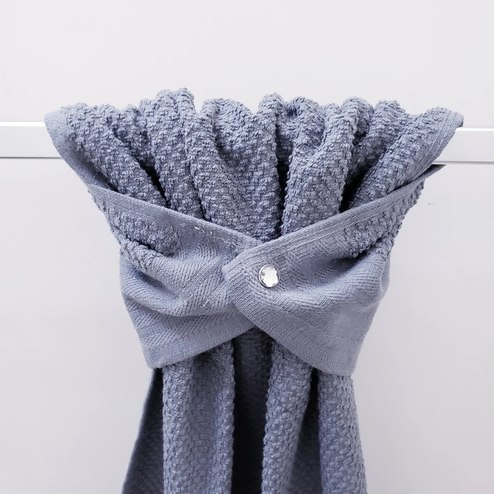 NEW! #9055-C ■SOLID GRAY Hang'N'Snap HAND Towel 🤍Select snap